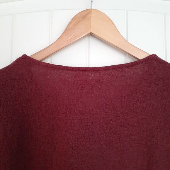 Madewell Texture & Thread Eyelet Mix Ruffle-Sleeve Top in Wine Red Size L - Picture 5 of 12